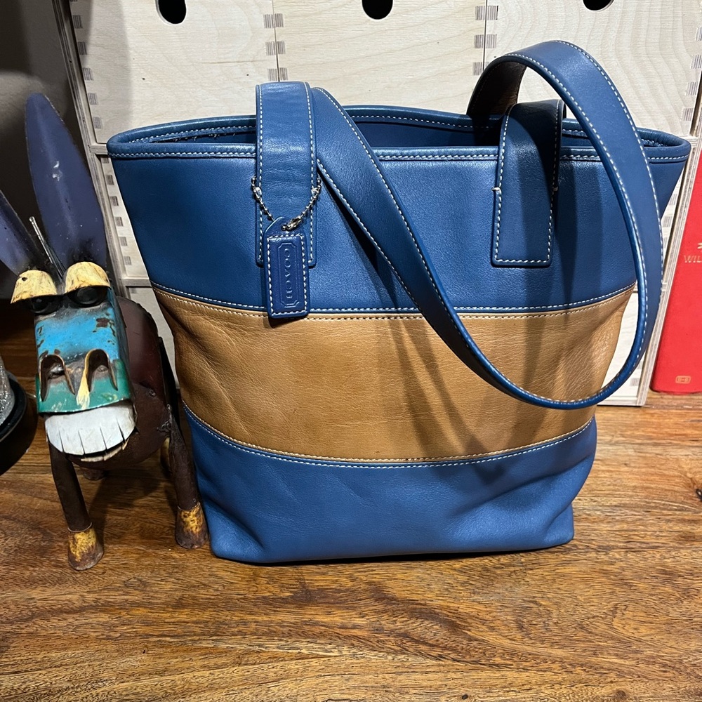 Vibtage Coach Classic rugby stripe tote